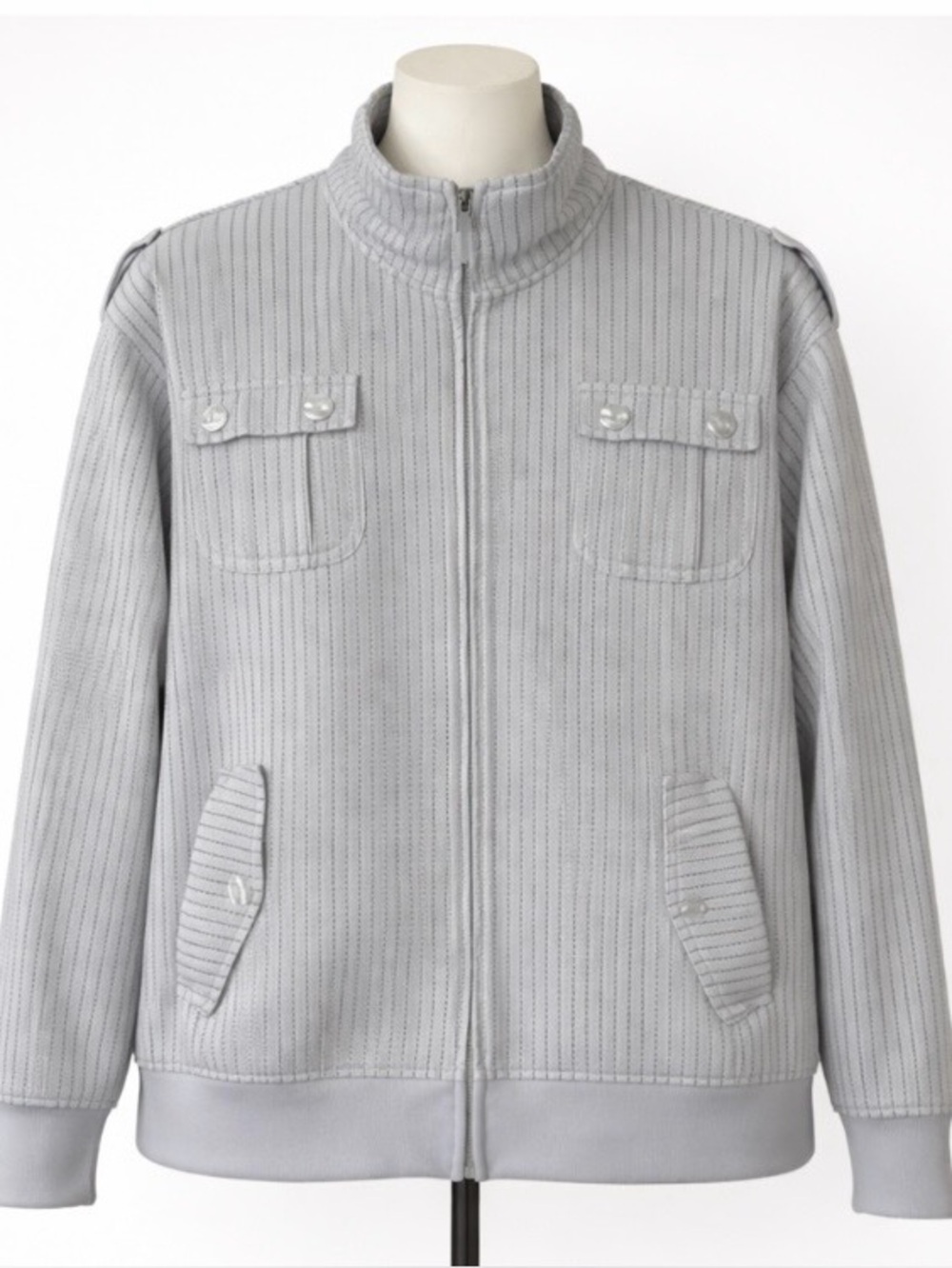 Avirex Y2K HipHop Streetwear Jacket White Pinstripe Unisex Medium Urban Preppy